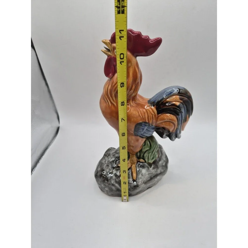 Vintage Glazed Ceramic Rooster Chicken Farmhouse French Country Majolica Style